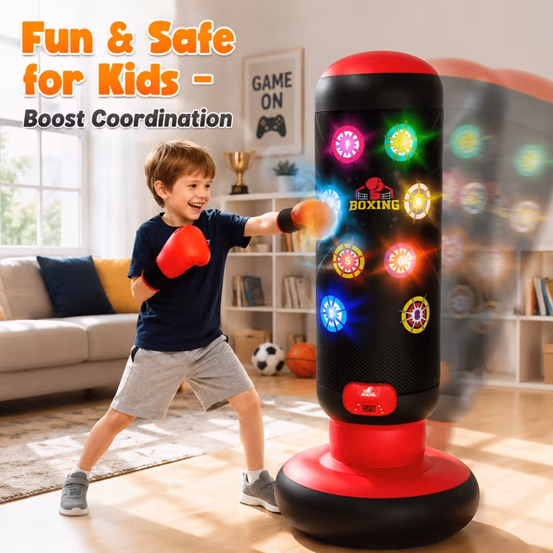Kids Interactive Inflatable Punching Bag with Lights & Music